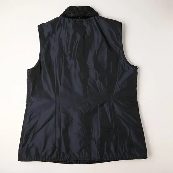 Vtg SV Sportswear Vest Women's L Iridescent Navy Zip 90s Outerwear Quiet Luxury - Picture 5 of 7